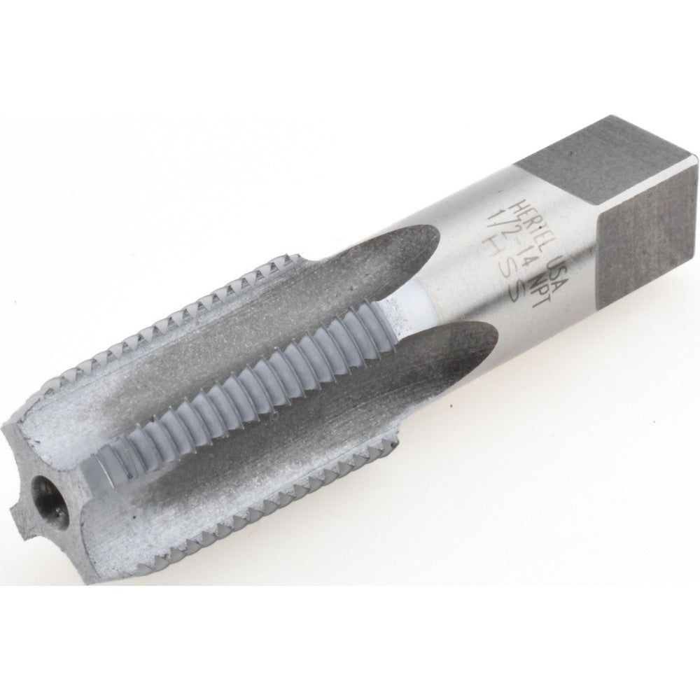 Hertel R127530K-S Standard Pipe Tap 1/2-14, NPT, 4 Flutes, High Speed Steel, Chrome Finish