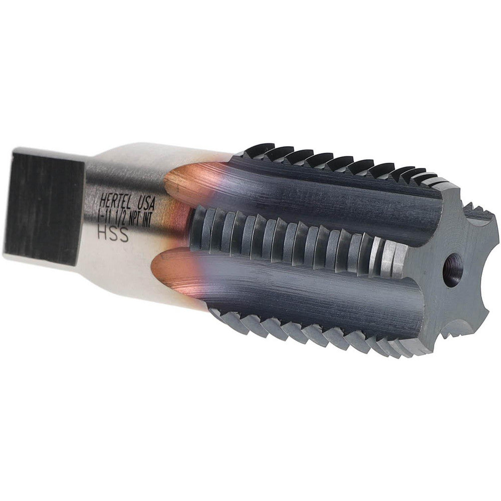 Hertel R127826C-S 1 - 11-1/2 NPT, 5 Flutes, TiCN Coated, High Speed Steel, Interrupted Thread Pipe Tap