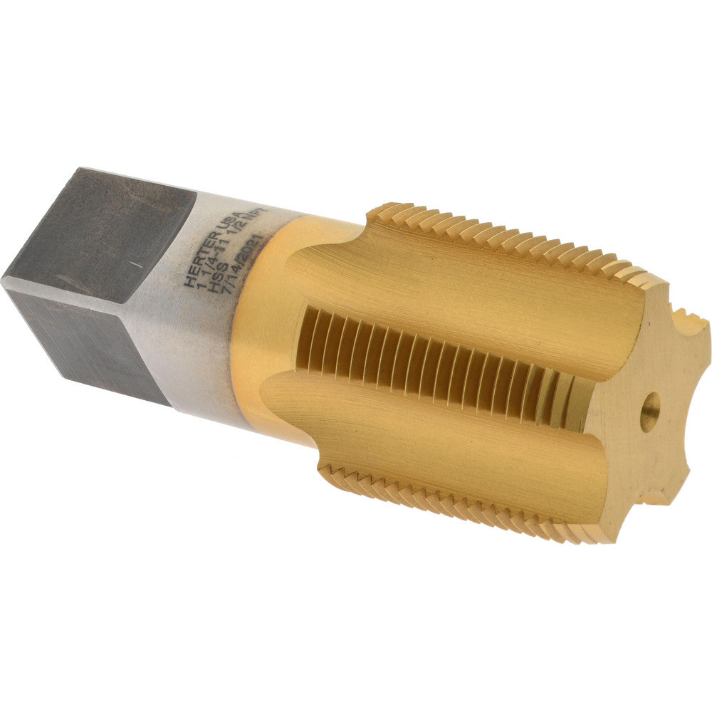 Hertel R127875T-S Standard Pipe Tap 1-1/4 - 11-1/2, NPT, 5 Flutes, High Speed Steel, TiN Finish