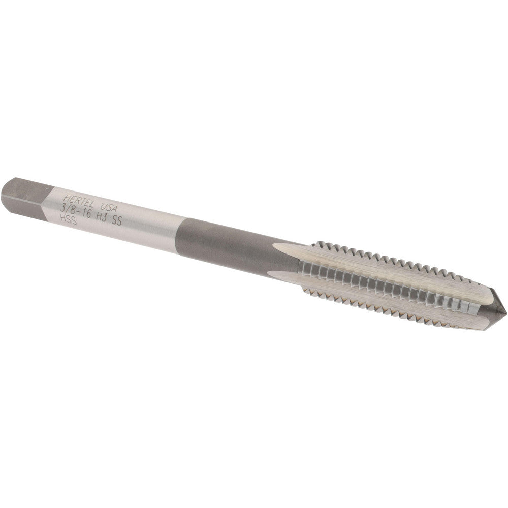 Hertel G837601 Extension Tap 3/8-16, 4 Flutes, H3, Bright/Uncoated, High Speed Steel, Standard Hand