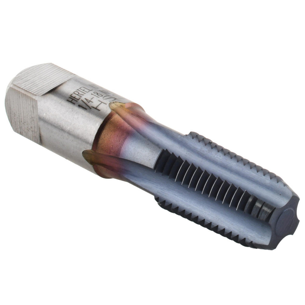 Hertel G127220C-S Standard Pipe Tap 1/4-18, NPTF, 4 Flutes, High Speed Steel, TiCN Finish