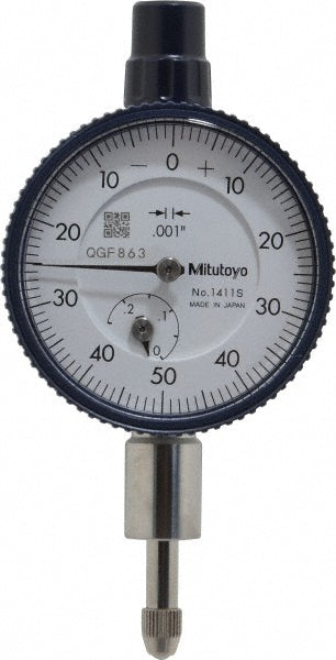 Mitutoyo 1411A Dial Drop Indicator 0.2500" Max Measurement, 0-50-0 Dial Reading, 0.001000" Accuracy