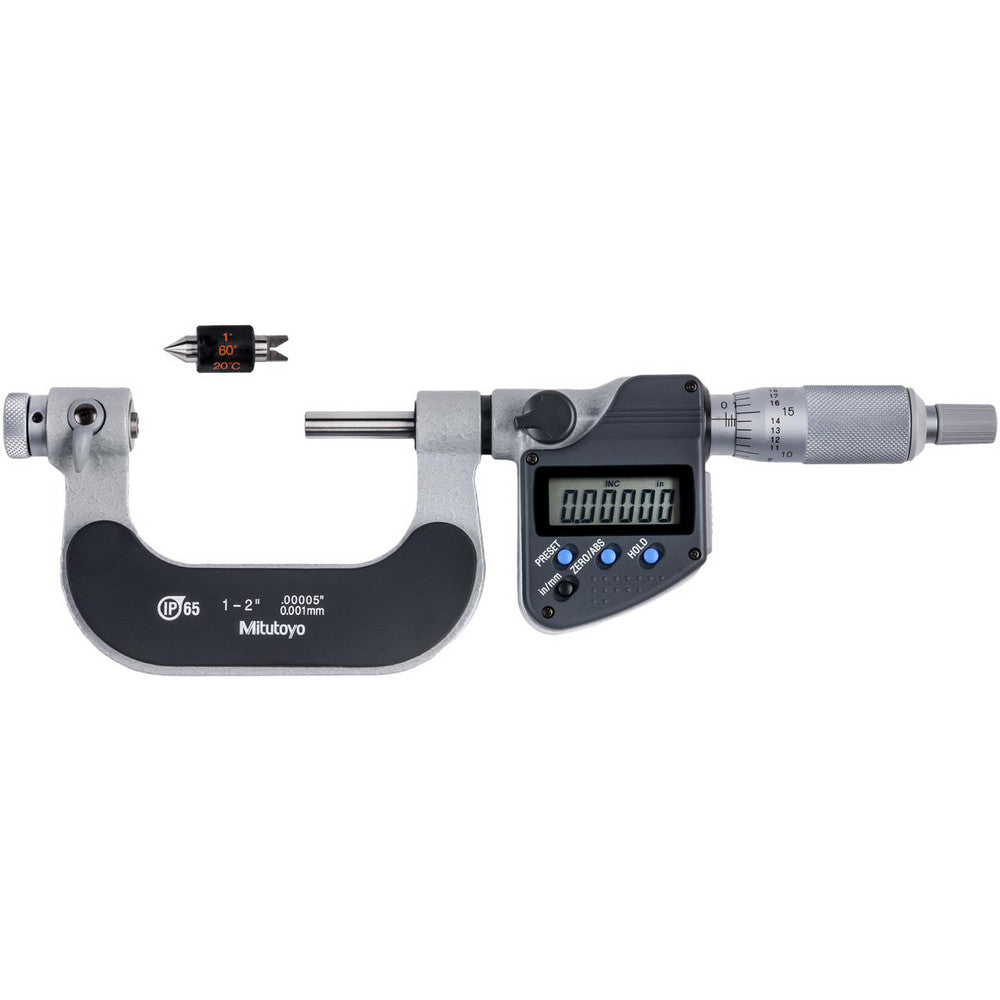 Mitutoyo 326-352-32 1 to 2" Range, Digital Counter, Electronic Screw Thread Micrometer