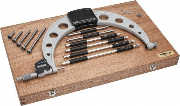Mitutoyo 340-352-32 Electronic Interchangeable Anvil Micrometer 152.4 to 304.8 mm Range, 6 Anvils