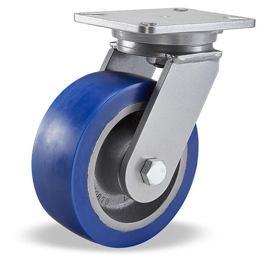 Hamilton S-CH-83SPB Swivel Top Plate Caster Polyurethane, 8" Wheel Dia, 3" Wheel Width, 2,000 lb Capacity, 10-1/2" OAH
