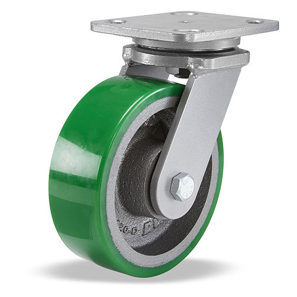 Hamilton S-WH-6DB Swivel Top Plate Caster Polyurethane, 6" Wheel Dia, 2" Wheel Width, 1,200 lb Capacity, 7-1/2" OAH