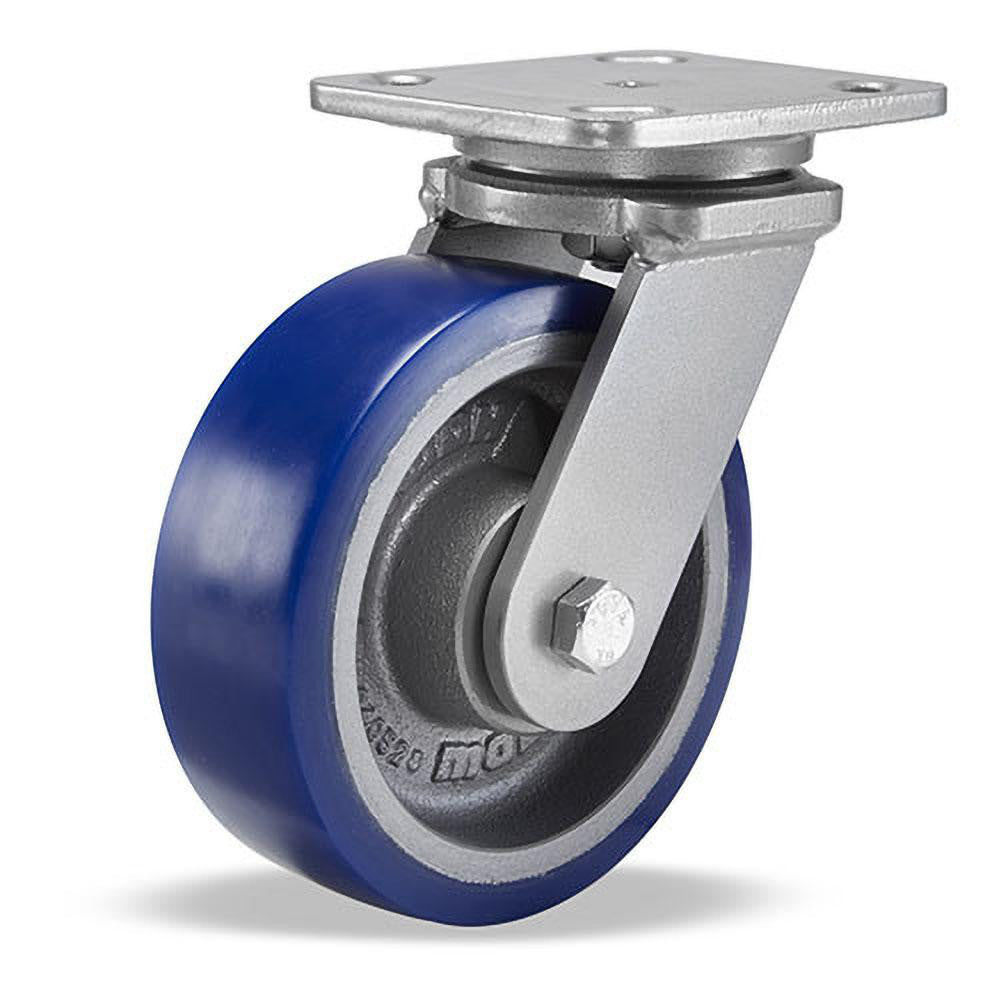 Hamilton S-WH-6SPB Swivel Top Plate Caster Polyurethane, 6" Wheel Dia, 2" Wheel Width, 960 lb Capacity, 7-1/2" OAH