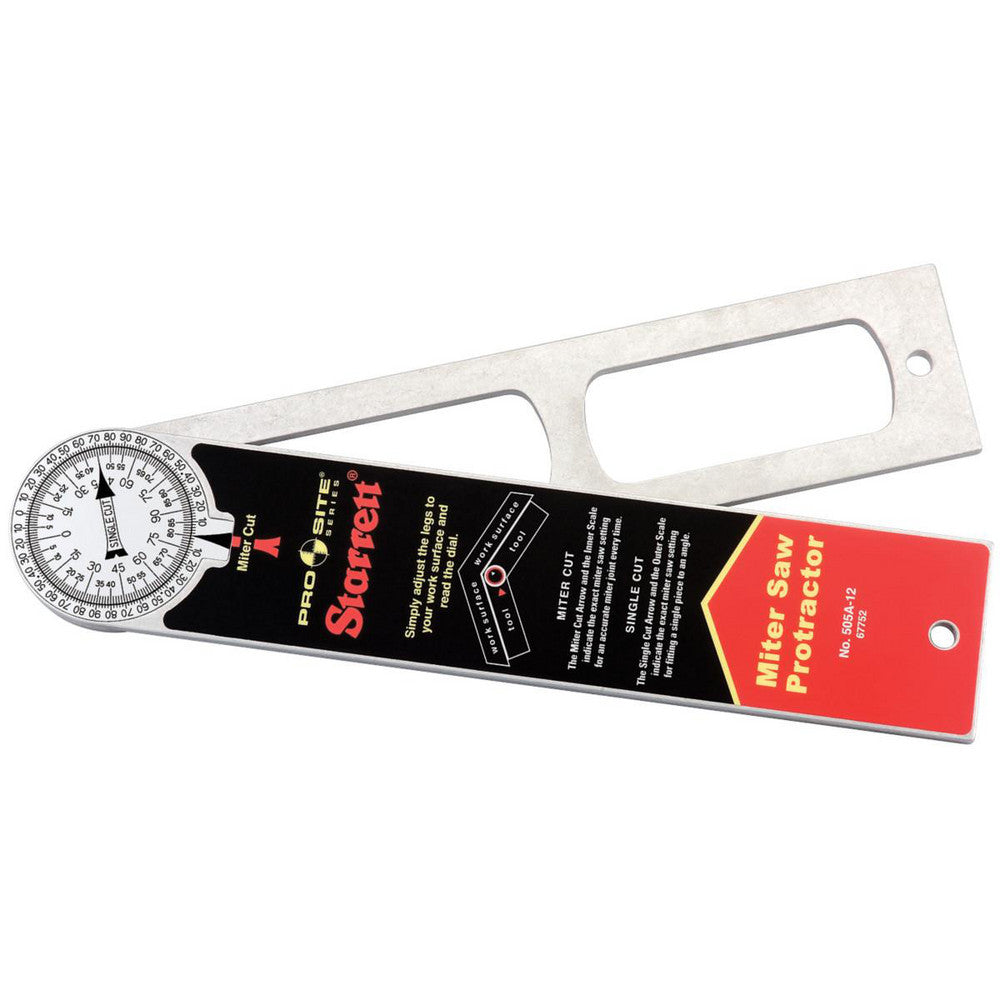 Starrett 67752 12 Inch Long Blade, 360&deg Max Measurement, 1&deg Dial Graduation, Round Head Protractor