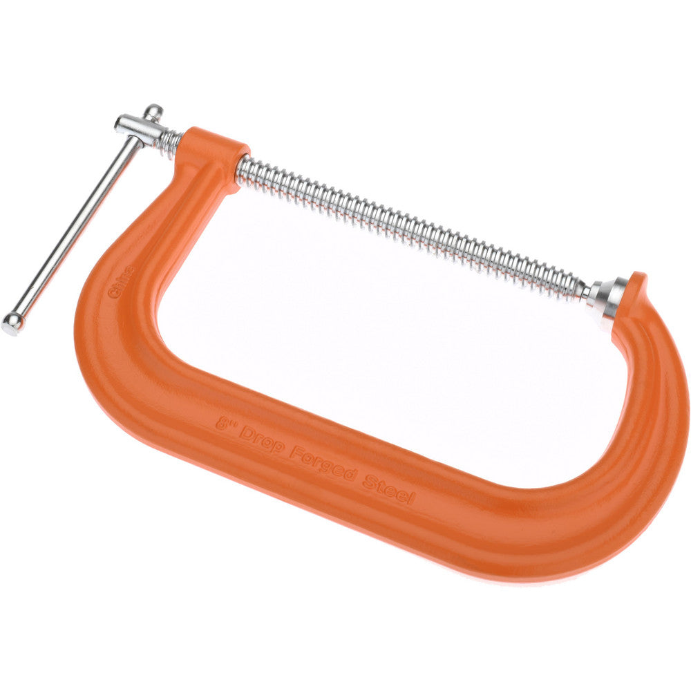 Gibraltar CCM00398-1-ORN C-Clamp 8" Max Opening, 3-1/4" Throat Depth, Forged Steel