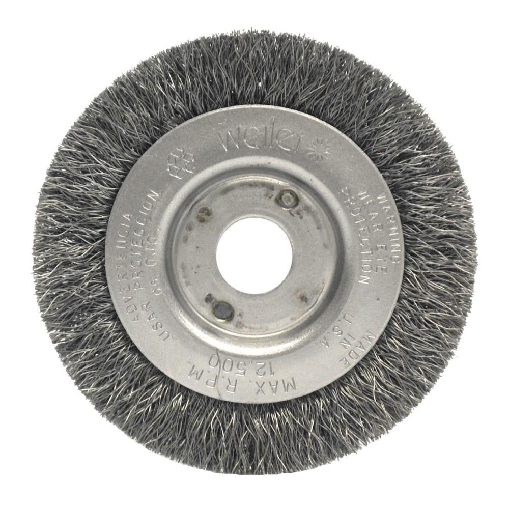 Weiler 00214 Wheel Brush 3" Wheel Dia, 7/16" Face Width, 0.0080" Wire Dia, Crimped
