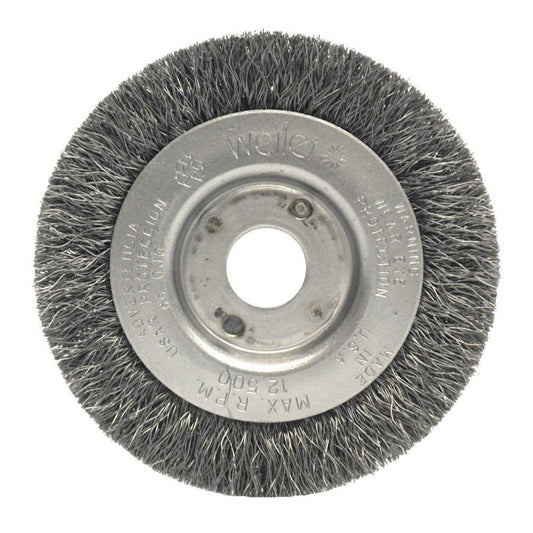 Weiler 00214 Wheel Brush 3" Wheel Dia, 7/16" Face Width, 0.0080" Wire Dia, Crimped