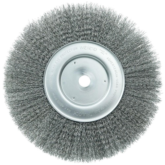 Weiler 01258 Wheel Brush 10" Wheel Dia, 3/4" Face Width, 0.0140" Wire Dia, Crimped