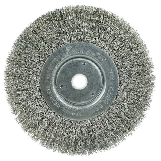 Weiler 01705 Wheel Brush 6" Wheel Dia, 1/2" Face Width, 0.0118" Wire Dia, Crimped