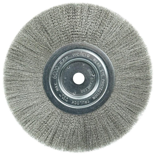 Weiler 01775 Wheel Brush 8" Wheel Dia, 1/2" Face Width, 0.0060" Wire Dia, Crimped