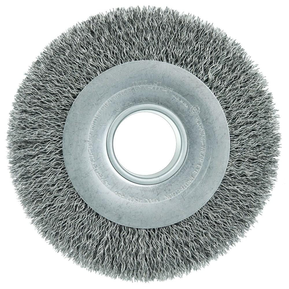 Weiler 03150 Wheel Brush 8" Wheel Dia, 1-1/2" Face Width, 0.0140" Wire Dia, Crimped