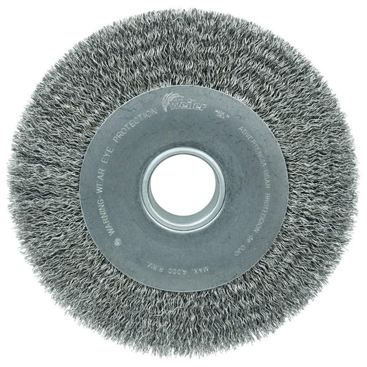 Weiler 03200 Wheel Brush 10" Wheel Dia, 1-5/8" Face Width, 0.0140" Wire Dia, Crimped