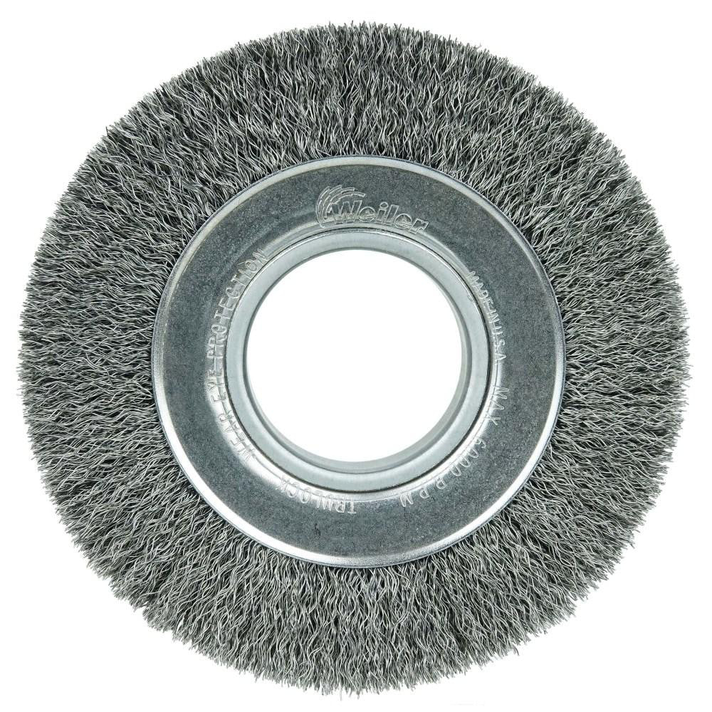 Weiler 06070 Wheel Brush 6" Wheel Dia, 1" Face Width, 0.0118" Wire Dia, Crimped