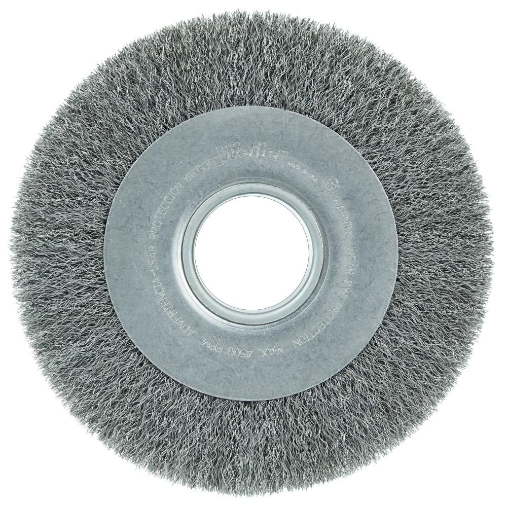Weiler 06090 Wheel Brush 8" Wheel Dia, 1" Face Width, 0.0060" Wire Dia, Crimped