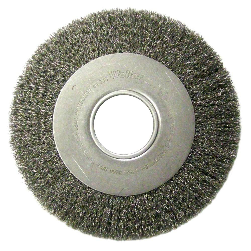 Weiler 06110 Wheel Brush 8" Wheel Dia, 1" Face Width, 0.0118" Wire Dia, Crimped