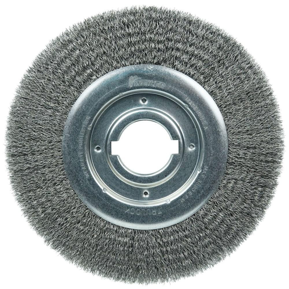 Weiler 06150 Wheel Brush 10" Wheel Dia, 1-1/8" Face Width, 0.0118" Wire Dia, Crimped