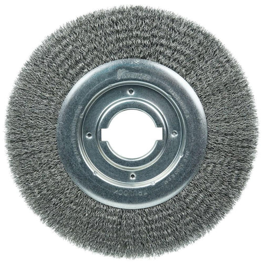 Weiler 06150 Wheel Brush 10" Wheel Dia, 1-1/8" Face Width, 0.0118" Wire Dia, Crimped