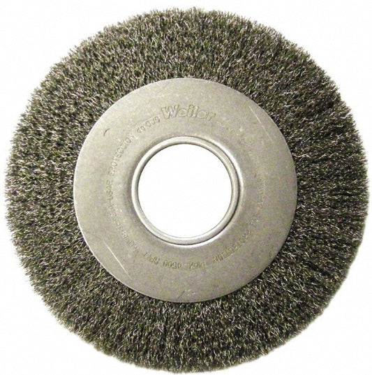 Weiler 06490 Wheel Brush 8" Wheel Dia, 1" Face Width, 0.0118" Wire Dia, Crimped