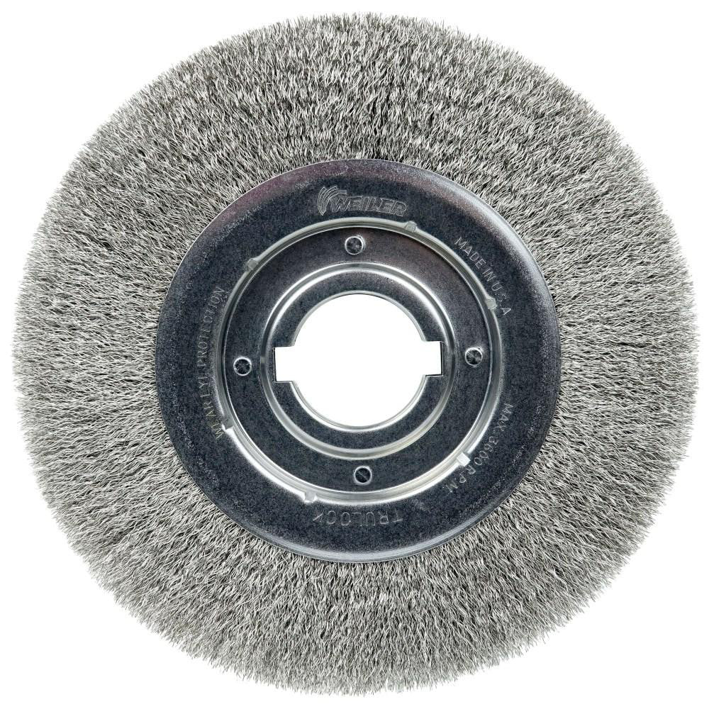 Weiler 06530 Wheel Brush 10" Wheel Dia, 1-1/8" Face Width, 0.0118" Wire Dia, Crimped