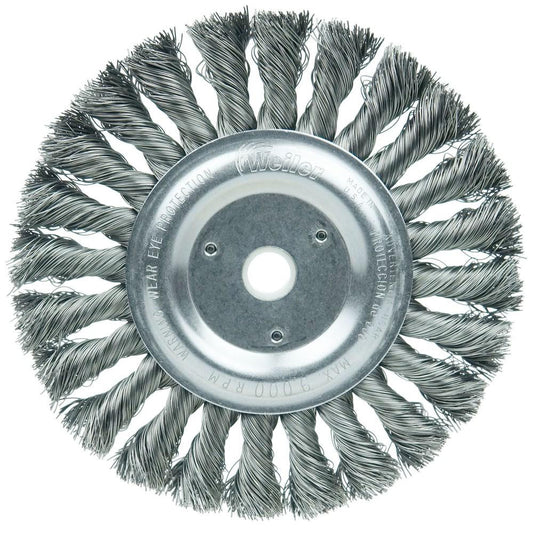 Weiler 08095 Wheel Brush 6" Wheel Dia, 1/2" Face Width, 0.0160" Wire Dia, Knotted
