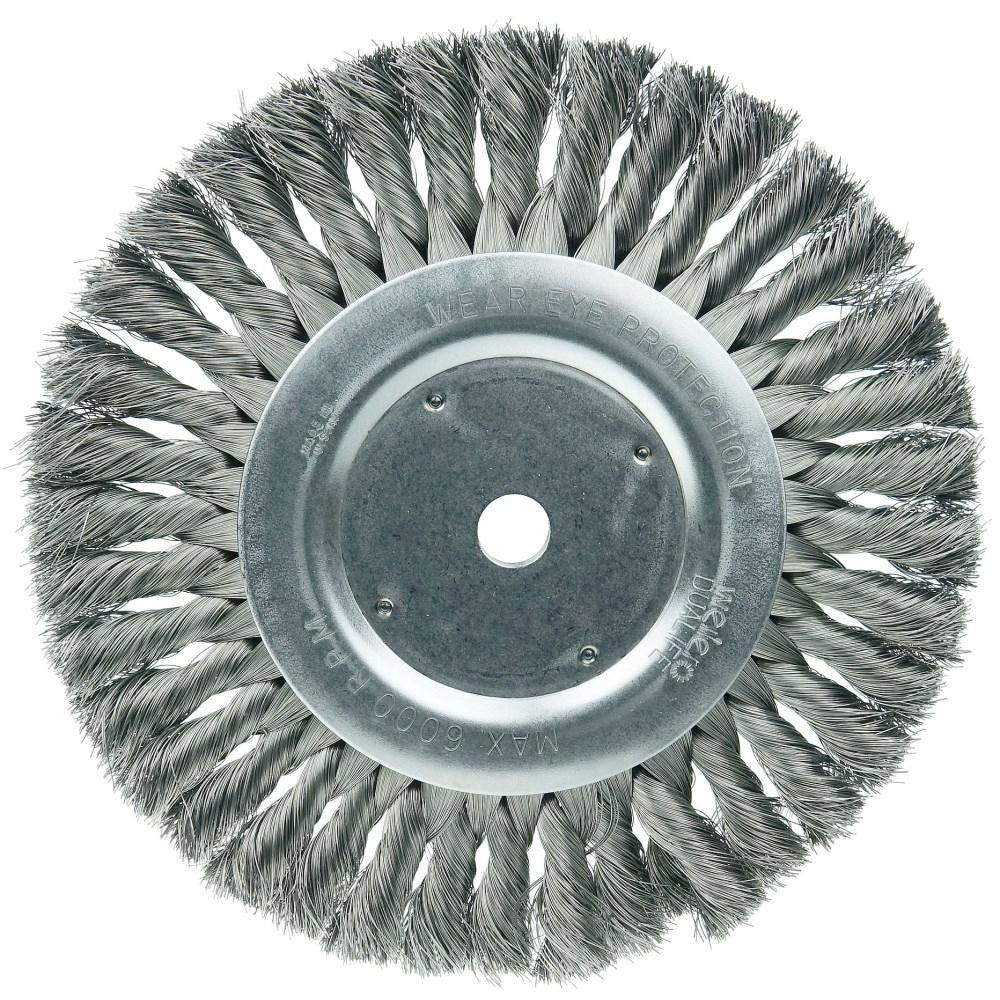 Weiler 08125 Wheel Brush 8" Wheel Dia, 5/8" Face Width, 0.0118" Wire Dia, Knotted