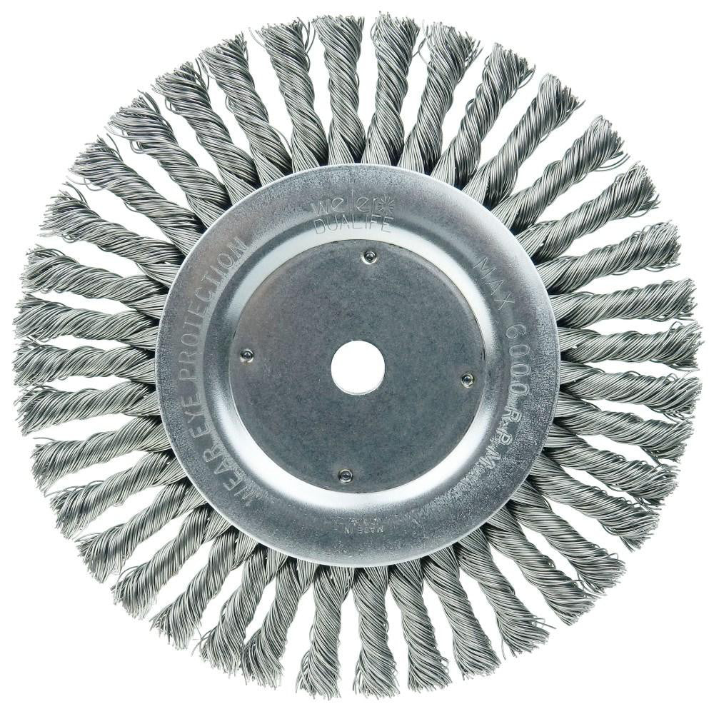 Weiler 08615 Wheel Brush 8" Wheel Dia, 1/2" Face Width, 0.0230" Wire Dia, Knotted
