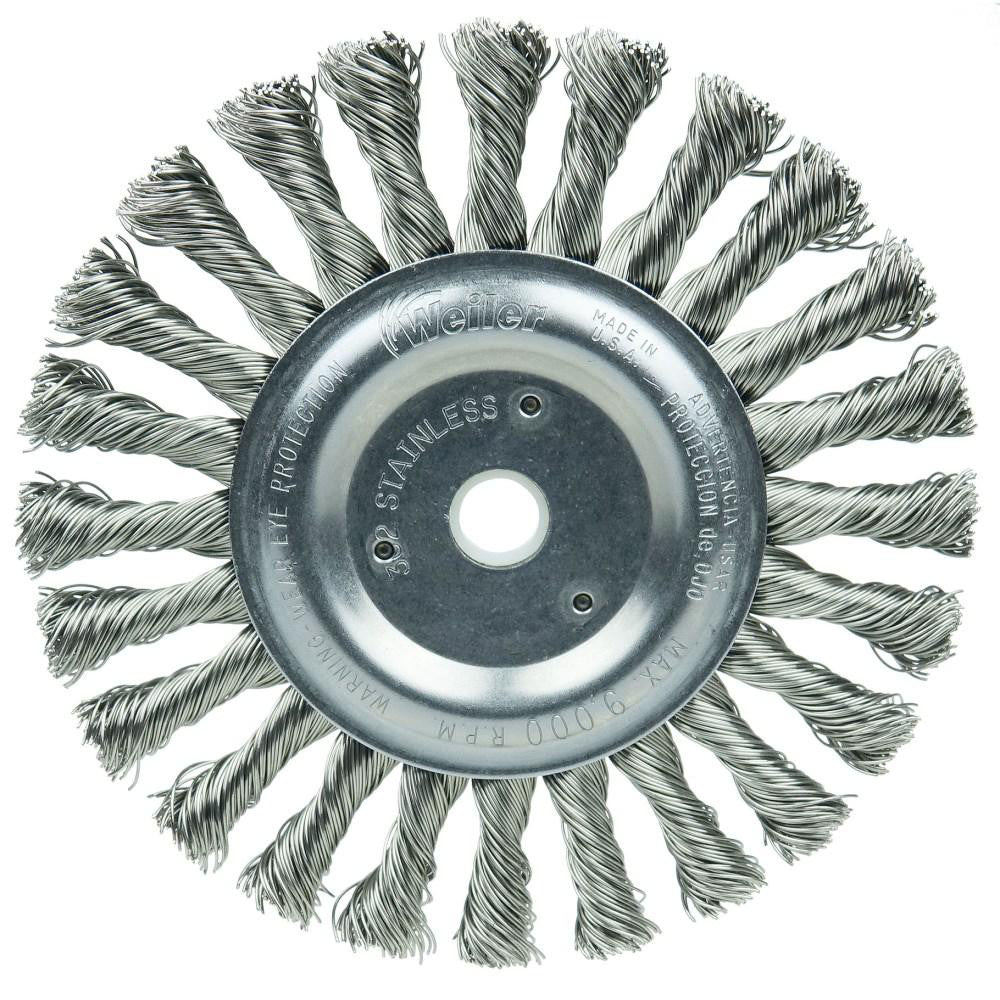 Weiler 08695 Wheel Brush 6" Wheel Dia, 3/8" Face Width, 0.0230" Wire Dia, Knotted