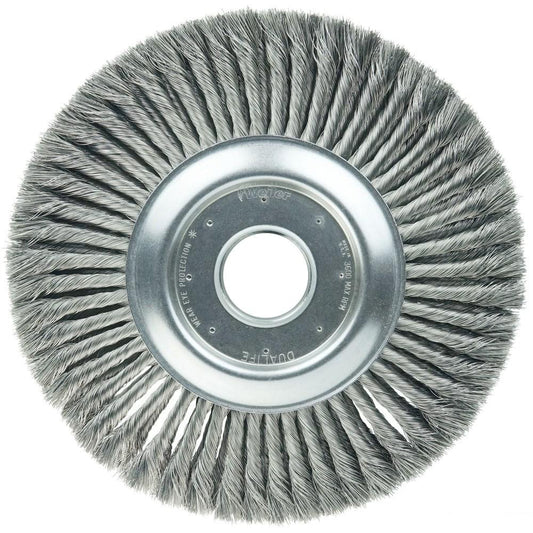Weiler 09530 Wheel Brush 12" Wheel Dia, 1-1/4" Face Width, 0.0160" Wire Dia, Knotted