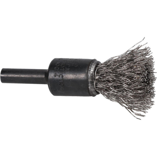 Weiler 10014 End Brushes 1/2" Dia, Stainless Steel, Crimped Wire