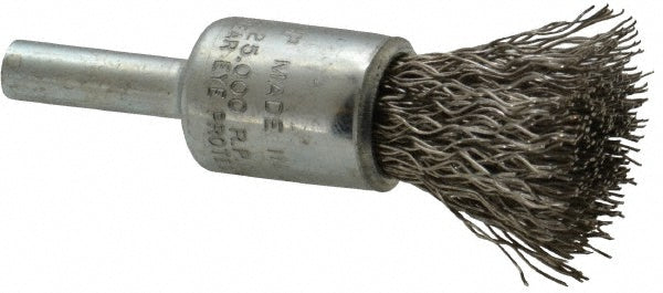 Weiler 10015 End Brushes 1/2" Dia, Stainless Steel, Crimped Wire