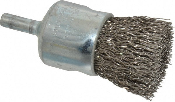 Weiler 10023 End Brushes 1" Dia, Stainless Steel, Crimped Wire