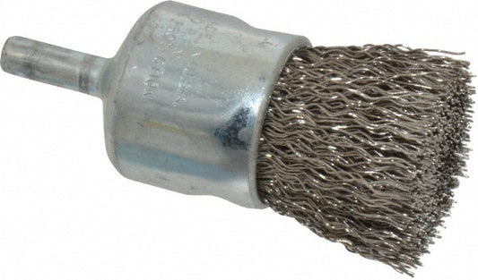 Weiler 10023 End Brushes 1" Dia, Stainless Steel, Crimped Wire