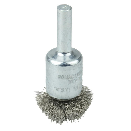Weiler 10042 End Brushes 1" Dia, Stainless Steel, Crimped Wire