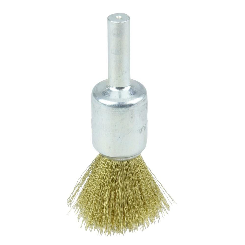 Weiler 10158 End Brushes 1/2" Dia, Brass, Crimped Wire