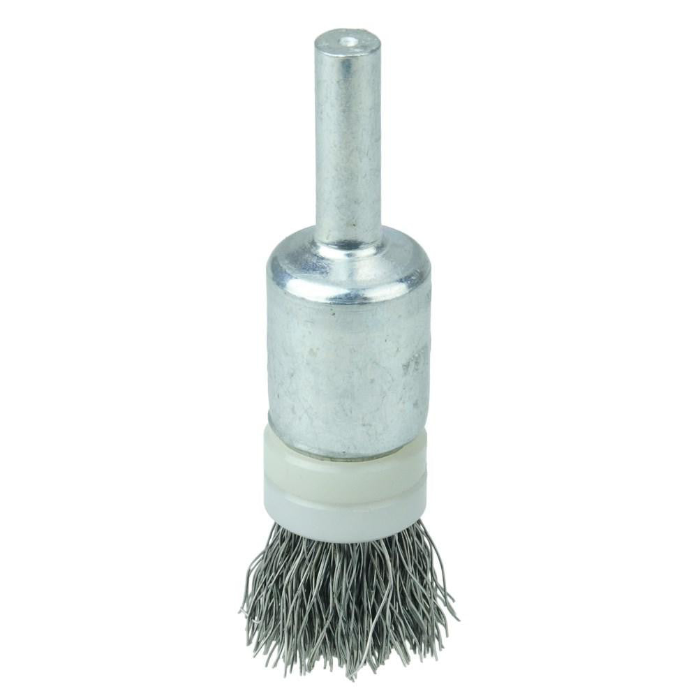 Weiler 11110 End Brushes 1/2" Dia, Stainless Steel, Crimped Wire