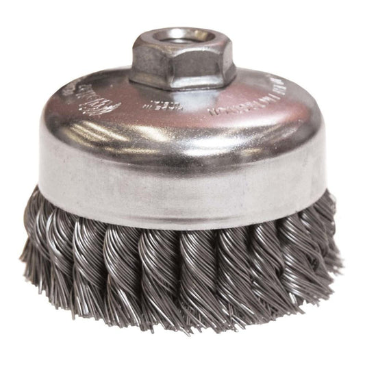 Weiler 12326 Cup Brush 4" Dia, 0.035" Wire Dia, Steel, Knotted