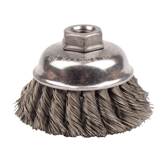 Weiler 12746 Cup Brush 3-1/2" Dia, 0.02" Wire Dia, Steel, Knotted