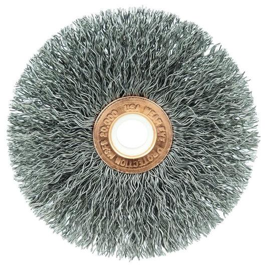 Weiler 15553 Wheel Brush 3" Wheel Dia, 5/8" Face Width, 0.0104" Wire Dia, Crimped