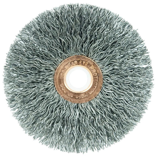 Weiler 15573 Wheel Brush 3" Wheel Dia, 5/8" Face Width, 0.0140" Wire Dia, Crimped