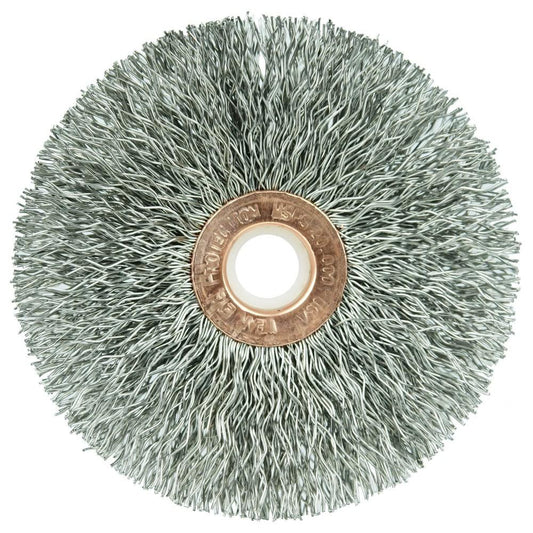 Weiler 16973 Wheel Brush 3" Wheel Dia, 5/8" Face Width, 0.0140" Wire Dia, Crimped