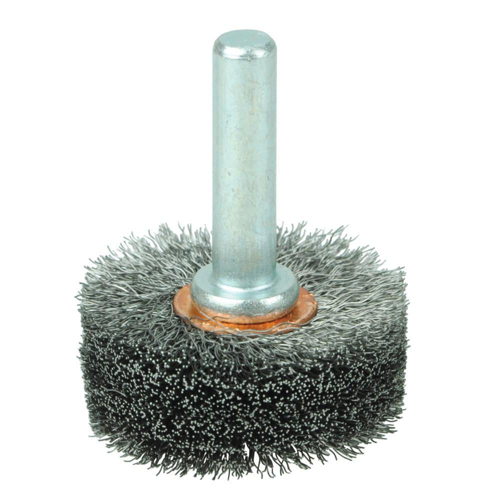 Weiler 17602 Wheel Brush 1-1/2" Wheel Dia, 1/2" Face Width, 0.0060" Wire Dia, Crimped