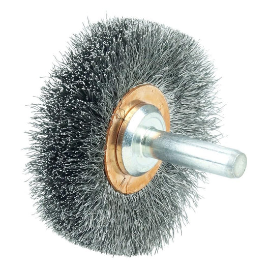Weiler 17612 Wheel Brush 2-1/2" Wheel Dia, 3/8" Face Width, 0.0060" Wire Dia, Crimped