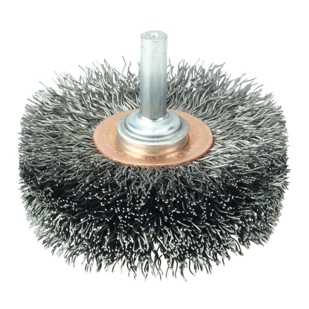 Weiler 17620 Wheel Brush 2-1/2" Wheel Dia, 3/4" Face Width, 0.0140" Wire Dia, Crimped