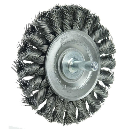 Weiler 17680 Wheel Brush 3-1/4" Wheel Dia, 3/8" Face Width, 0.0118" Wire Dia, Knotted