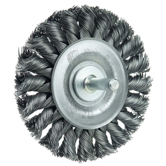 Weiler 17681 Wheel Brush 3-1/4" Wheel Dia, 3/8" Face Width, 0.0140" Wire Dia, Knotted