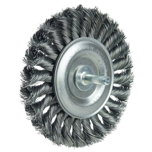 Weiler 17686 Wheel Brush 4" Wheel Dia, 1/2" Face Width, 0.0118" Wire Dia, Knotted